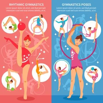 Rhythmic Gymnastics Vertical Banners Stock Illustration