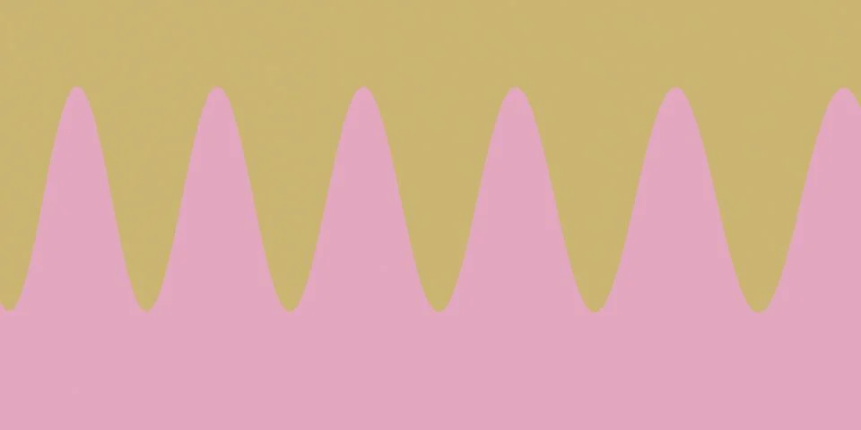 A rhythmic repeating pattern of soft pink waves over mustard creates a play.. Stock Illustration