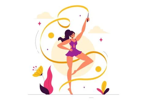 Rhythmic Rope Gymnastics Vector Illustration featuring a Female Rhythmic Gy.. Illustrazione stock
