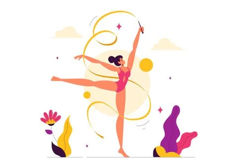 Rhythmic Rope Gymnastics Vector Illustration featuring a Female Rhythmic Gy.. Illustrazione stock