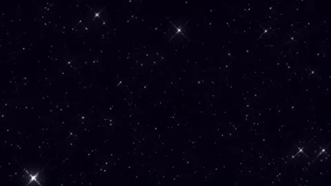 Rhythmic shining of stars with white rays of light on the black background Stock Footage 299089210