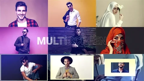 Rhythmic Smooth Dynamic Opener Multiscreen Slideshow After Effects stock