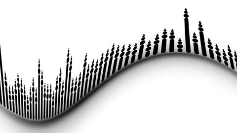 Rhythmic Sound Waveform Visualizer Black Frequency Overlay White Screen 4K Stock Footage 341409645