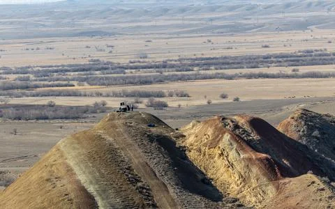 Rhythmic Summit: A DJ Session Amidst the Georgian Mountain Landscape at Dusk Stock Photos