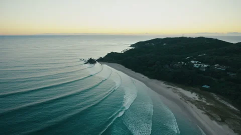 Rhythmic Waves Along Byron Bay Coastline Stock Footage 327851729