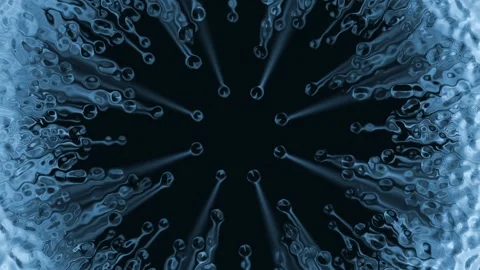 Rhythmically moving drops of water from different directions to the center Stock Footage 310500708