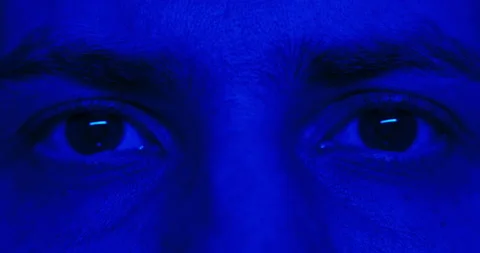 Rhythmically pulsating blue and red led light laser illumination. Close-up macro Stock Footage 229271035