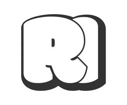 RI logo, bubble comic lettering, rounded in graffiti style black and white .. Stock Illustration