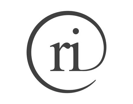 RI logo from two letter with circle shape email sign style. R and I round l.. Stock Illustration