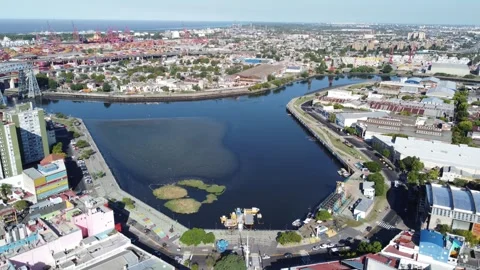 Riachuelo river showing pollution in buenos aires city Stock Footage 337806531