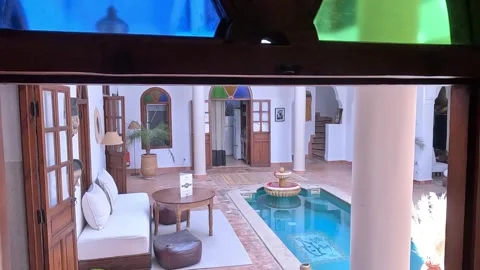 Riad Morocco in the medina of Marakech Stock Footage 256306545