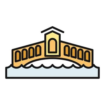 Rialto bridge over water icon illustrating venice travel Ilustração Stock