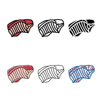 Rib beef color icon vector multistyle Stock Illustration