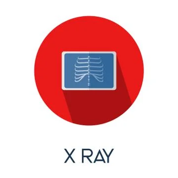 Rib bones skeleton x-ray roentgen long shadow flat style medic icon illustration Stock Illustration