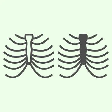 Rib cage skeleton line and solid icon. Human thorax x-ray outline style Stockillustratie