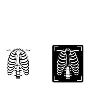 Rib Cage X-Ray Icon Set Vector Stock Illustration