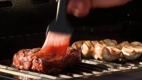 Rib Eye marinated on the grill Stock Footage 85315414