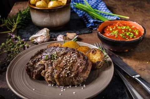 Rib eye steak 스톡 사진