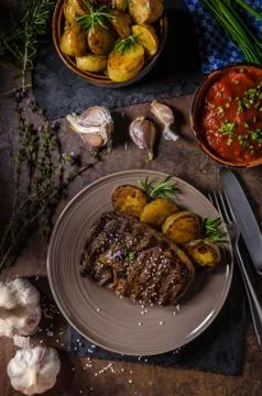 Rib eye steak Stock Photos