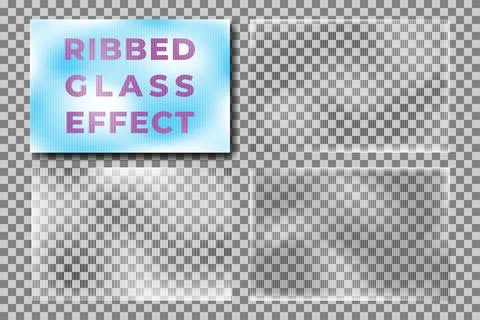 Ribbed glass effect texture set. Transparent overlay cover for your design. P Stock Illustration