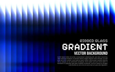 Ribbed glass gradient vector background with blue and white light effect Stock Illustration