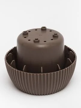 Ribbed planter pot pair beige Stock Photos