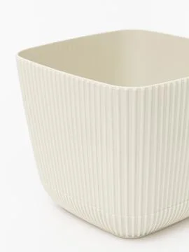 Ribbed planter pot pair brown Stock Photos