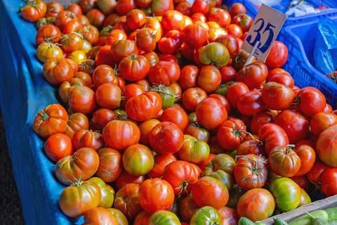 Ribbed Red Heirloom Tomatoes Stock Photos