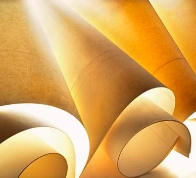 Ribbed sheets of paper rolled up Stock Photos