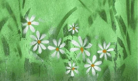 Ribbed striped surface with abstract chamomile flowers. Chamomile flowers Stock Illustration