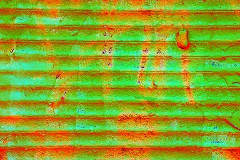 Ribbed surface with peeling paint as a background, changed color scheme. Stock Illustration