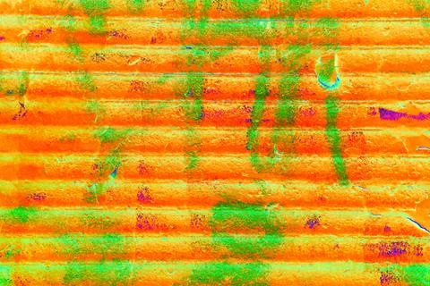 Ribbed surface with peeling paint as a background, changed color scheme. Stock Illustration