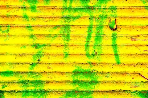 Ribbed surface with peeling paint as a background, changed color scheme. Stock Illustration