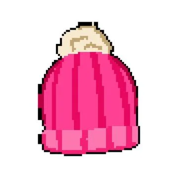 Ribbed winter hat knit pixel art vector illustration Stock Illustration