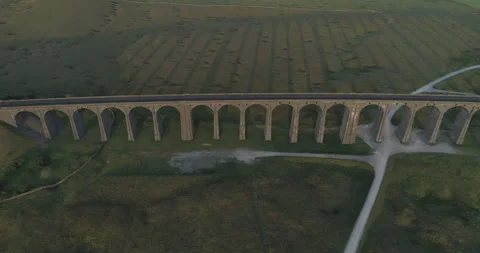 Ribblehead viaduct from above Stock Footage 166716146