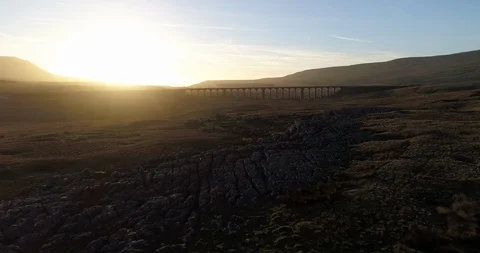 Ribblehead viaduct sunset Stock Footage 104838257