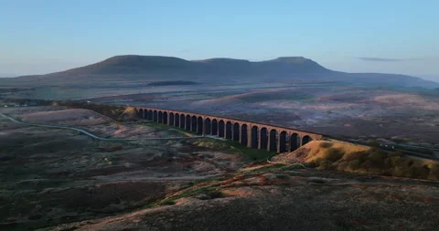 Ribblehead viaduct in Yorkshire Dales Stock Footage 334093346