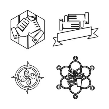Ribbon adventure food Commitment Teamwork Together Outline Logo イラスト素材