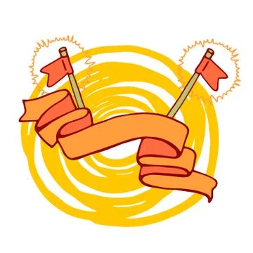 Ribbon and flags. Vector drawing Stock Illustration