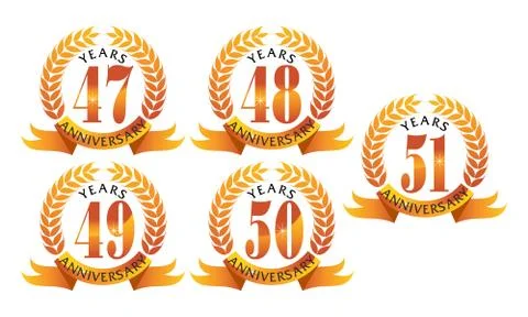 Ribbon Anniversary Leaf Template Set Stock-Illustration