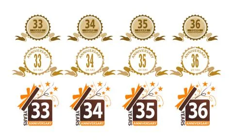 Ribbon Anniversary Template Set Stock-Illustration