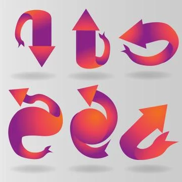 Ribbon arrows set, six interface  decoration elements for web and print 库存插图