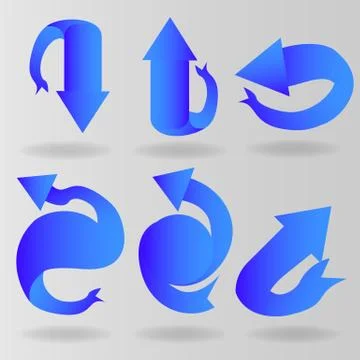 Ribbon arrows set, six interface  decoration elements for web and print 스톡 일러스트