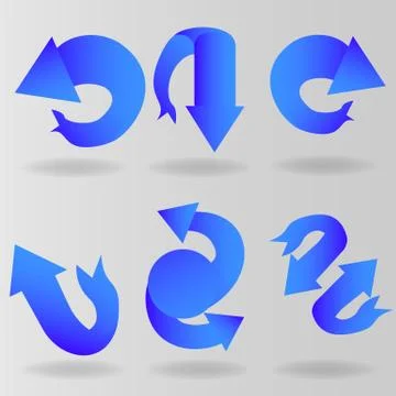 Ribbon arrows set, six interface  decoration elements for web and print Stock Illustration