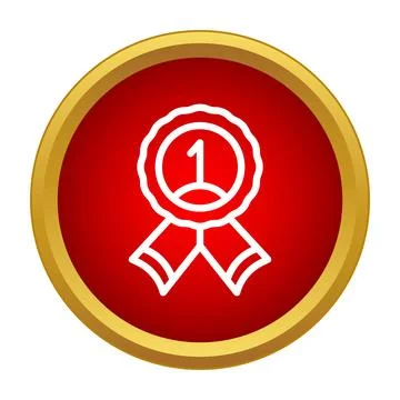 Ribbon award badge showing first place win Stock Illustration