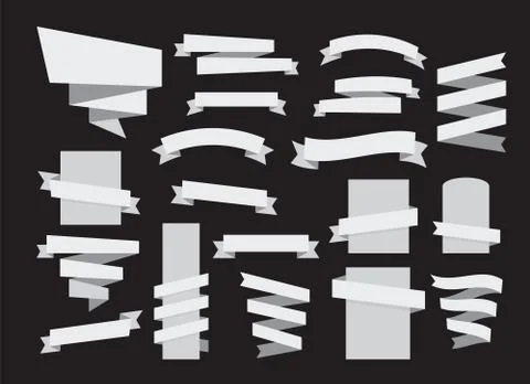 Ribbon banner grayscale set Stock Illustration