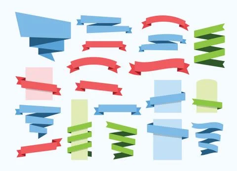 Ribbon banner set vector Stock Illustration