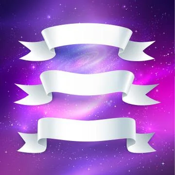 Ribbon banners on space background Stock Illustration