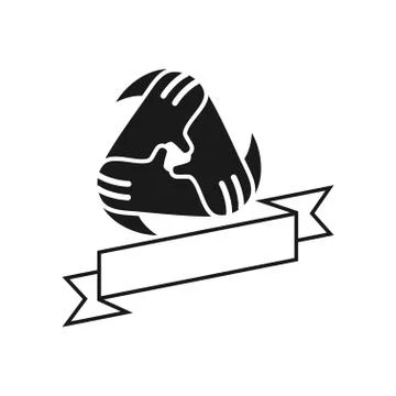 Ribbon Blank Commitment Teamwork Together Black Logo 스톡 일러스트