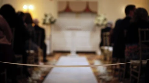 Ribbon blocking off the aisle of a wedding ceremony Video stock 89449959